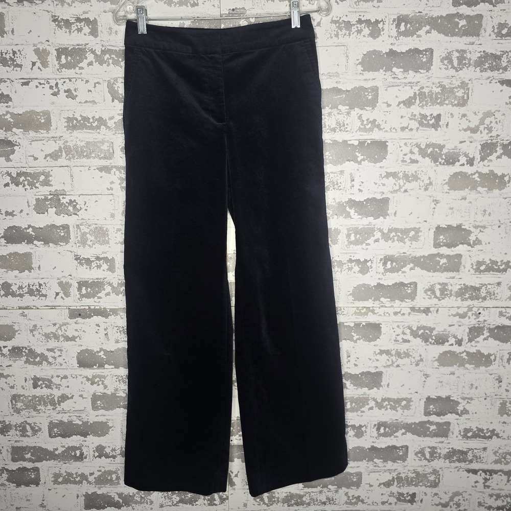 Talbots Pants Womens 2P Navy Blue Velvet Relaxed Bootcut Preppy Boho Work Casual